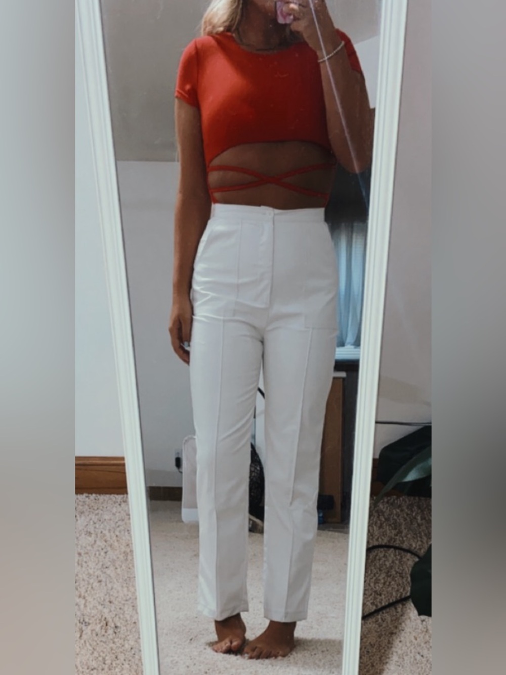 Princess Polly Red Ribbed Bodysuit with cutout - Picture 3 of 7